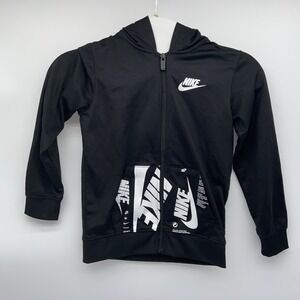 NIKE Jacket Boy's Size 7 Full Zip‎ Hooded Hood Boys Black